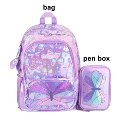 Australia Smiggle Child Student Purple Primary School Meal Bag Stationery Set Pen Case Double Shoulder Backpack Student Gif