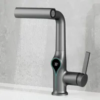 Temperature Digital Display Basin Faucet 4 Function Stream Sprayer Waterfall Hot Cold Water Sink Mixer Wash Tap for Bathroom
