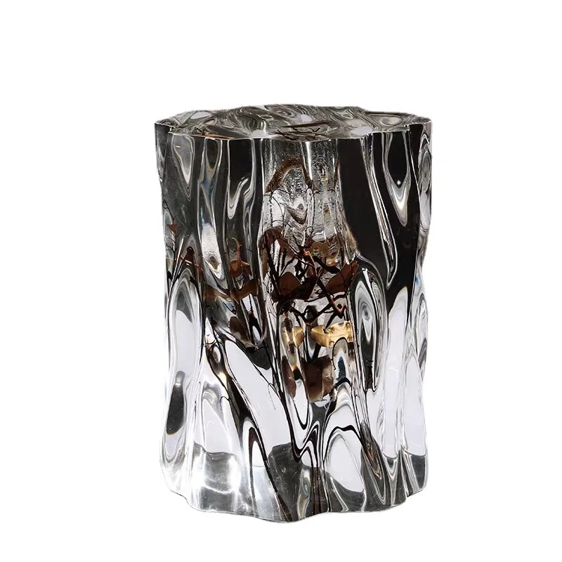 Transparent Epoxy Resin Pier Buried Branches New Chinese Living Room Tea Room Stool Crystal Stool Solid Wood Wooden
