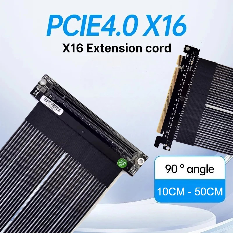 

ADT-Link 2025 Новый PCIE 4.0 x16 Riser Ультратонкий кабель для ATX Удлинитель корпуса ПК Поддержка графического процессора PCIe x16 Слот 90 ° &180 ° Удлинитель Gen4