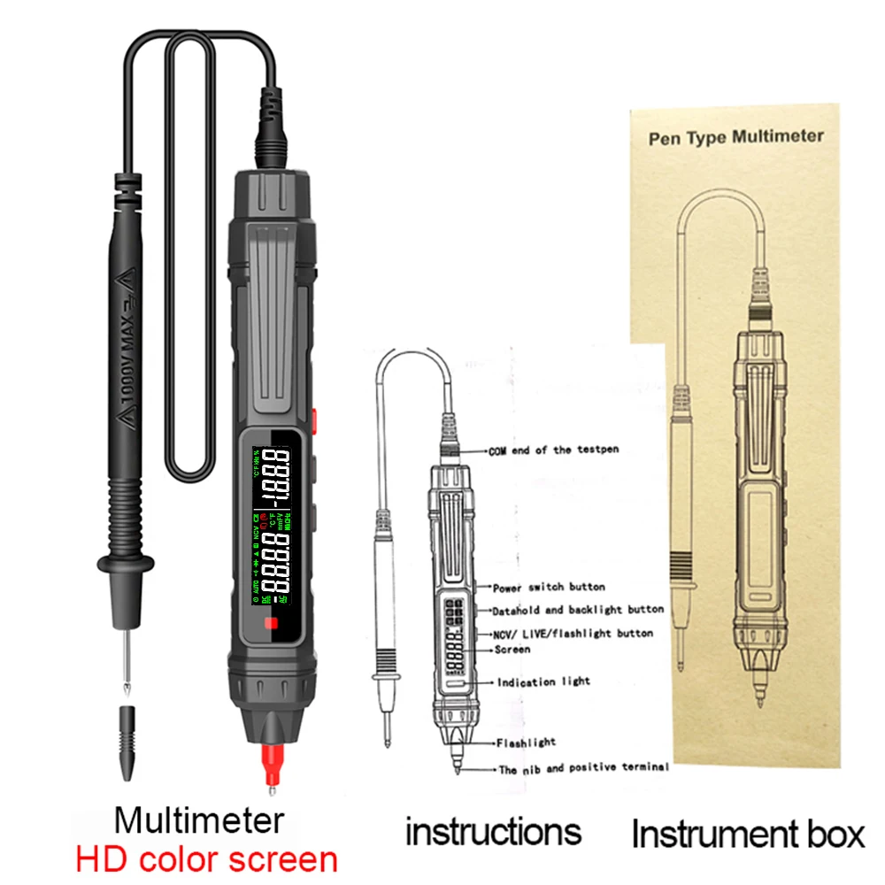 New Smart Digital Multimeter 6000 Counts Non Contact High Precision Voltage Detector Pen Auto Range NCV Capacitance OHm Tester