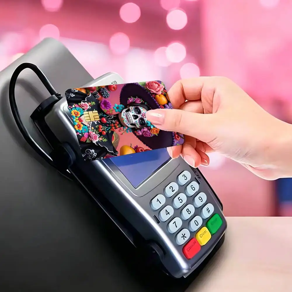 Dead Mexican-N C-Catrina Skull Credit Card HD Stickers Game Card Decal Small Chip Waterproof Sticker Gift