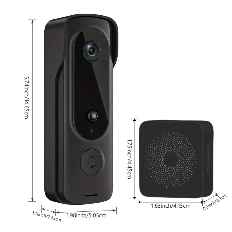 Campainha sem fio externa, capa solar, 1080p, vídeo porteiro, áudio bidirecional, detecção de movimento, olho mágico, câmera de porta, wi-fi