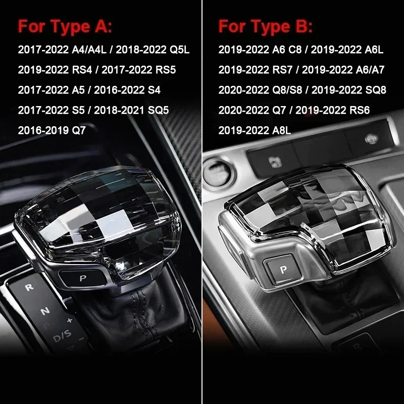 أودي كريستال والعتاد التحول مقبض رئيس رافعة A6 C8 A6L RS7 A7 Q8 S8 SQ8 Q7 RS6 A8L A4 A4L Q5L RS4 RS5 A5 S4 S5 SQ5 Q8 SQ #6