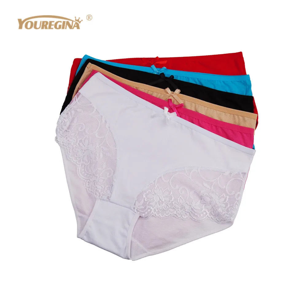 

Women's Sexy High Waist Lace Panties Seamless Underwear Briefs for Girls Ladies Bikini Cotton Transparent 6 pcs/set