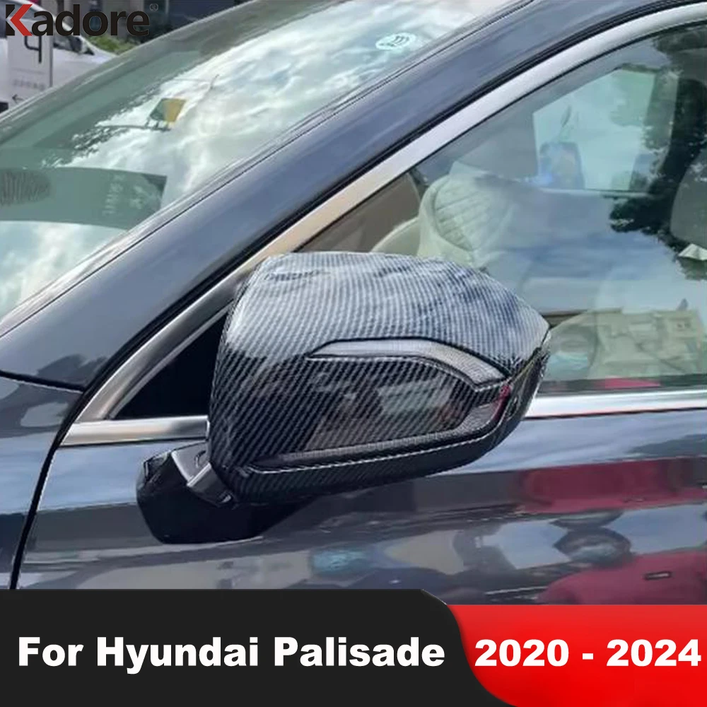 

For Hyundai Palisade 2020 2021 2022 2023 2024 Carbon Fiber Car Rearview Mirror Cover Trim Side Wing Mirrors Cap Accessories