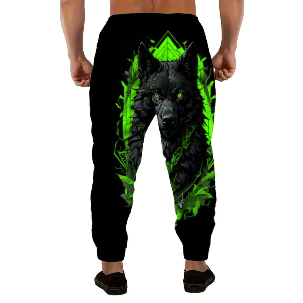 سراويل عصرية جديدة للرجال مع طباعة الذئب الاستبداد، سراويل رياضية غير رسمية سريعة الجفاف، ملابس الجري في الهواء الطلق، ملابس يومية #2