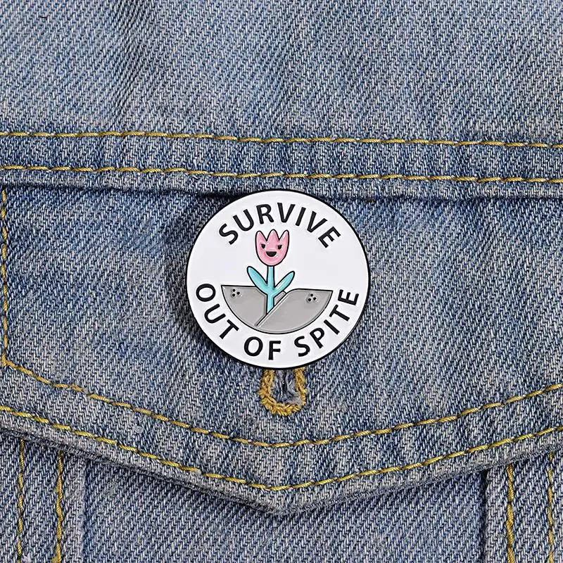 Spite Enamel Pins Weed Brooches Shirt Collar Lapel Badges Cute Inspiring Phrase Jewelry Gift for Friends Survive out of