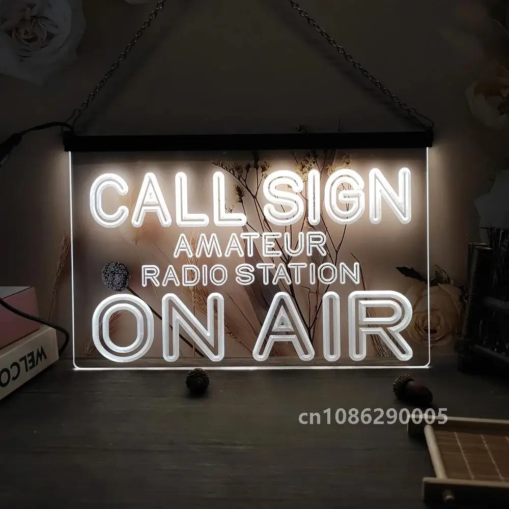 Custom Call Sign Amateur Radio Station ON AIR LED Neon Sign-3D Carving Wall Art for Home,Room,Bedroom,Office,Farmhouse Decor