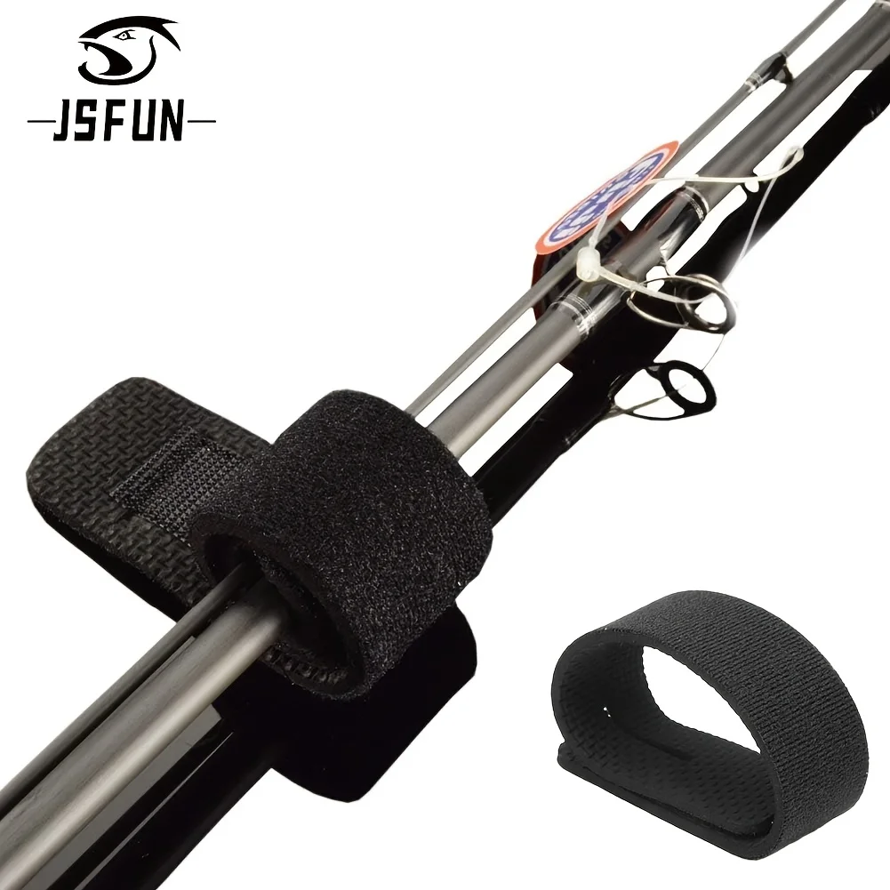 JSFUN 10pcs Red Blue and Black Tricolor Fishing Rod Anti Slip Strap Tackle Elastic Wrap Belt Rod Bracket Fastener Tie Reusable