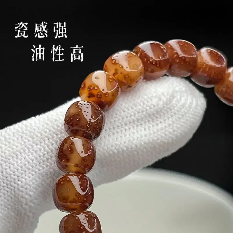 Jelly Vermicelli Jade Hainan Star Moon Bodhi Beads Bracelet Men's and Women's Single Circle Rosary Beads Old Barrel Hand String