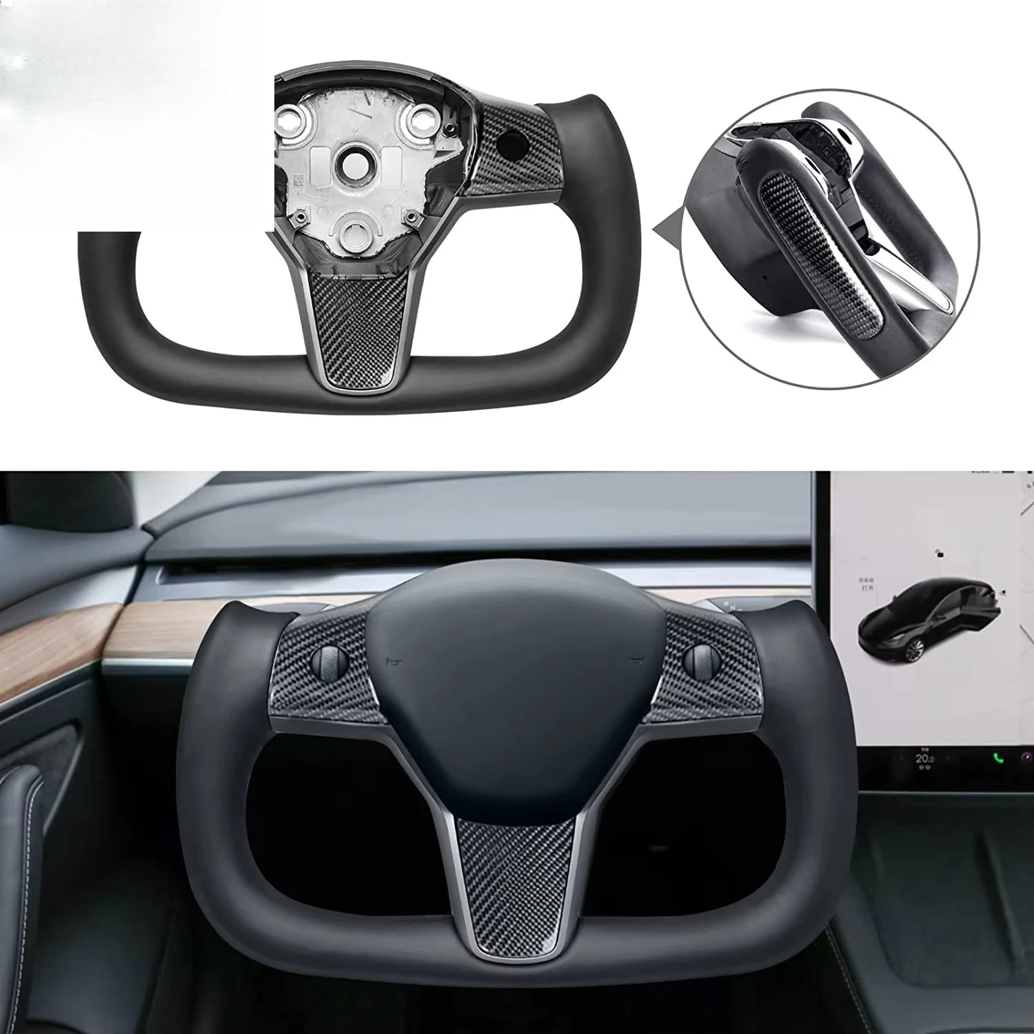 

Спортивный руль для тюнинга автомобиля. Премиальный руль из карбона для модификации рулевого управления.