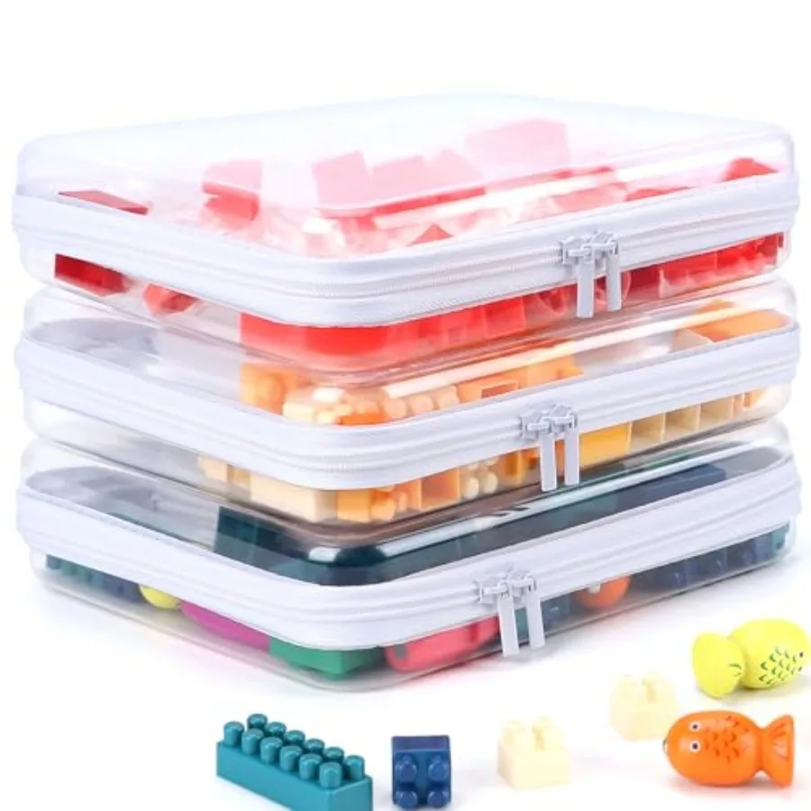 3 Pack Clear Hard Shell Zipper Case, Clear Zipper Pouches Waterproof Makeup Organizer and Travel Toiletry Bag, Diaper Bag Organ