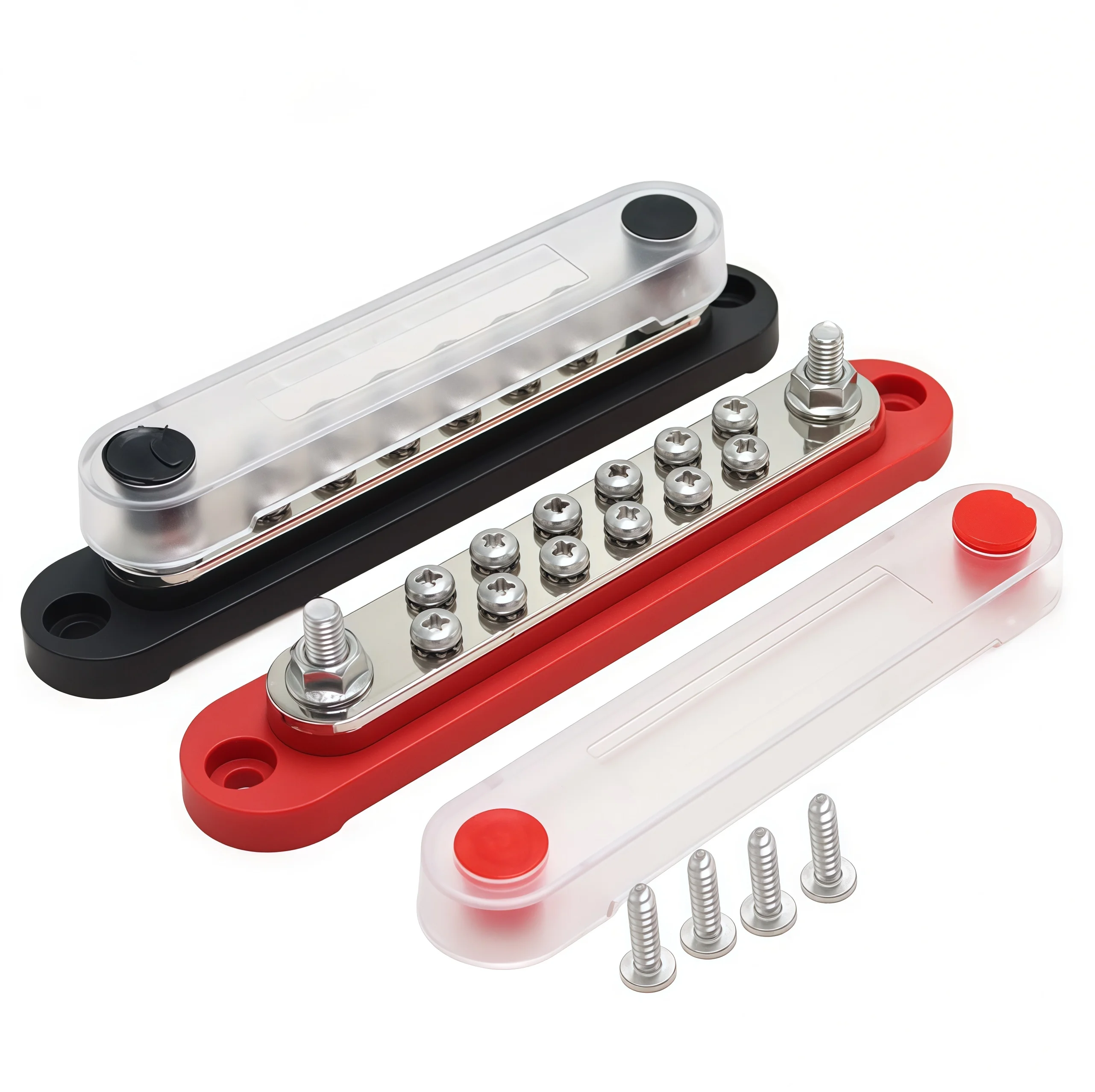 150A Terminal Bus Bar M4 M6 Studs Battery Power Distribution Block Red Black 12V Car Busbars for Automotive Marine Boat