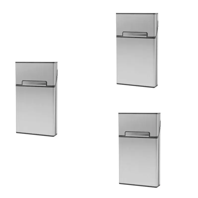 ABKJ-3X Ultra Thin Pipes Creative Personality Cigaret Case Slim Metal Cigarette Box Gift Box Women Cigarette Holder(Silver)
