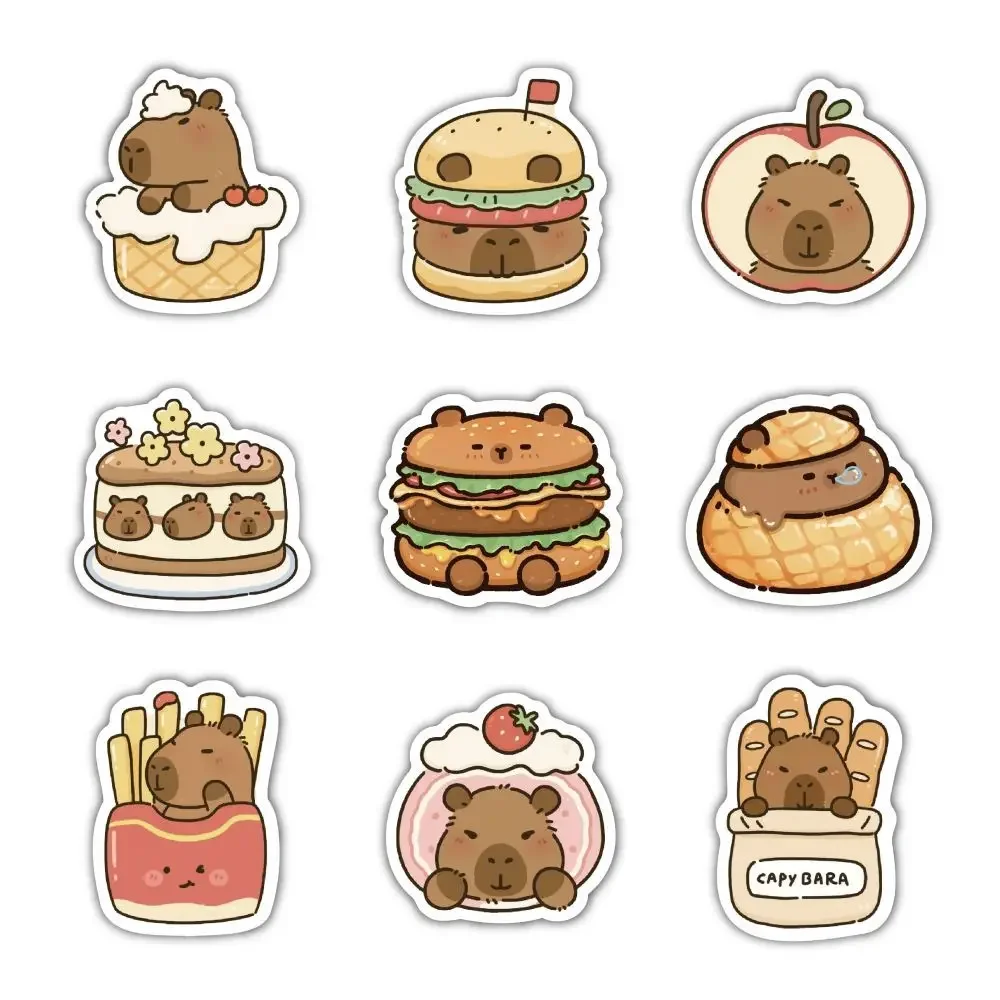 10/30/50Pcs food version kapibara stickers popular cute cartoon waterproof DIY sticker