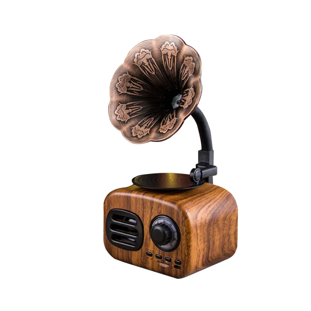 Retro Bluetooth Wireless Speaker, 3D Stereo Surround Subwoofer, Vintage Gramophone, Rotary Record Player