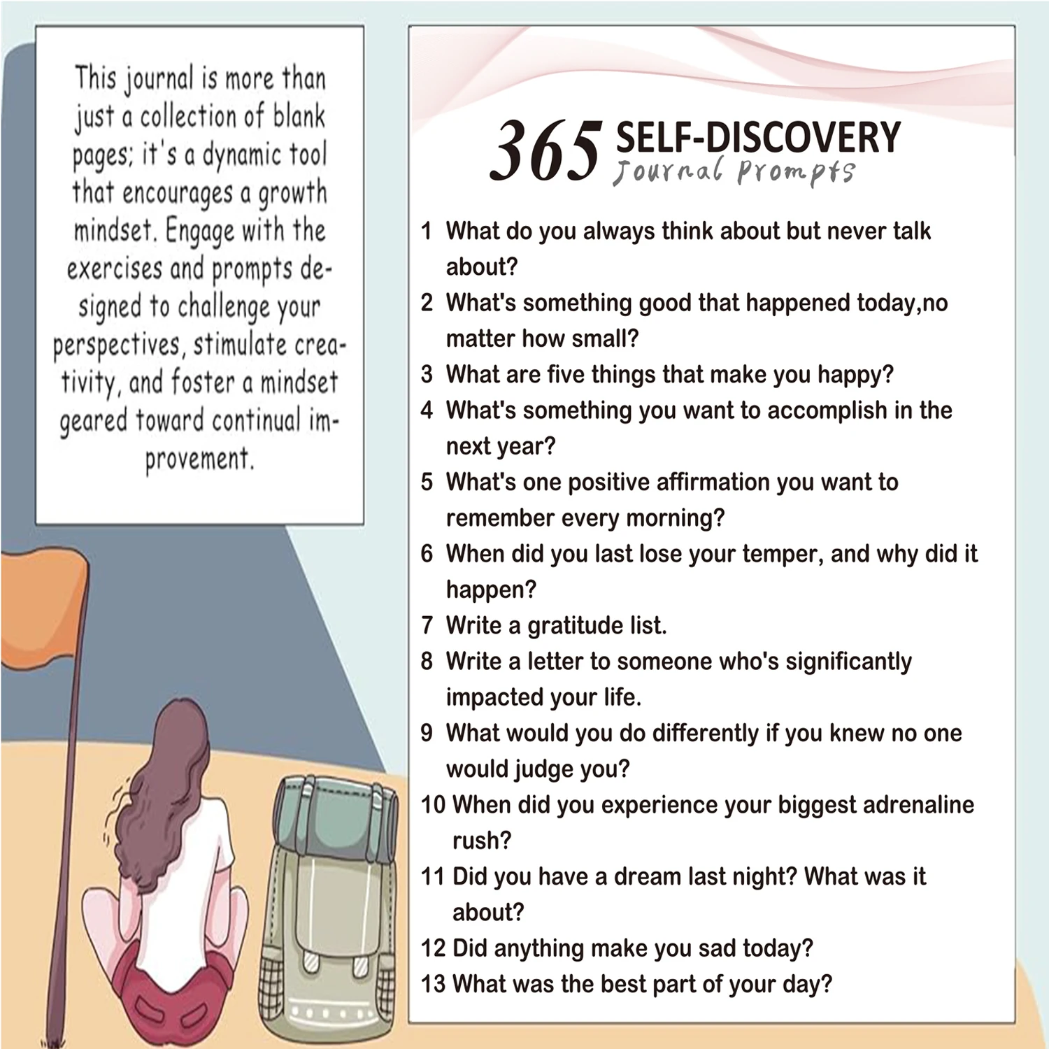 365Self-Discovery Prompts Journal,365Questions,A 365day journal Prompts for self-exploration/Self-Discovery,healing,reflection.