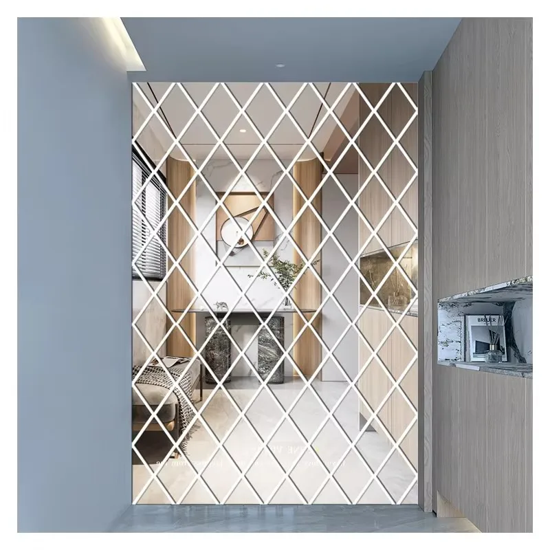 3D 다이아몬드 접합 거울 벽 스티커, 아크릴 장식, 이동식 거울 유리 스티커, 배경 벽 장식