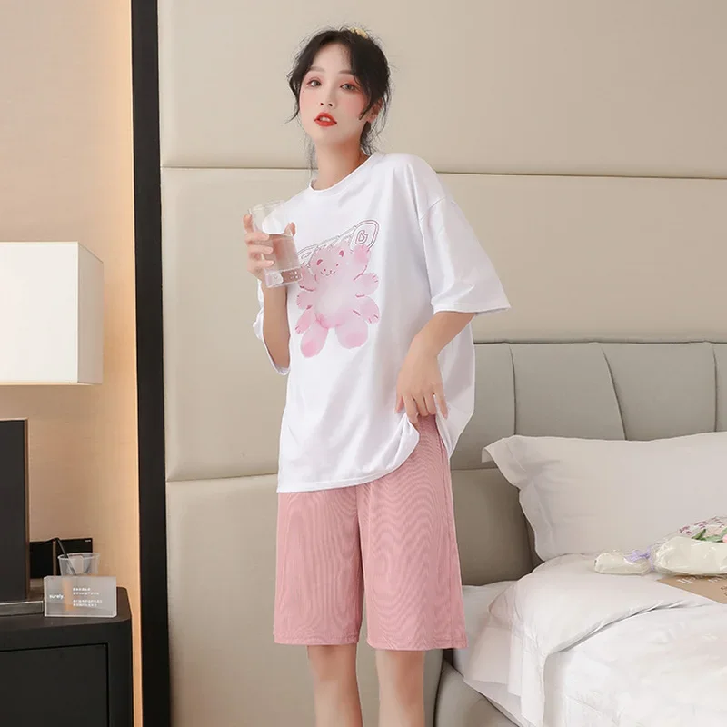 Shorts Dames Ademend Zomer Knielengte Casual Kort Effen Zachte elastische taille Losse all-match kleding Wijde pijpen broek Tiener