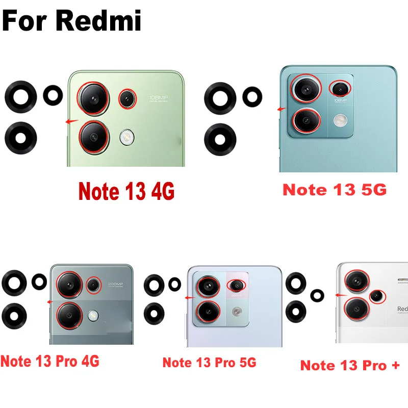 For Xiaomi Redmi Note 13 Pro + Plus Back Camera Lens Rear Glass With Adhesive Sticker 4G 5G Replacement