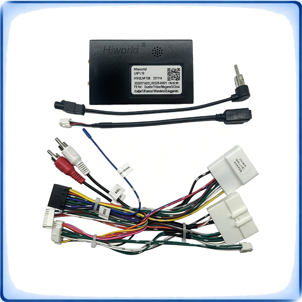 For Renault Clio Kadjar 2016 Low Trim 16Pin to 20Pin Wiring Harness with CANBUS Decoder HiWorld LNF1.10