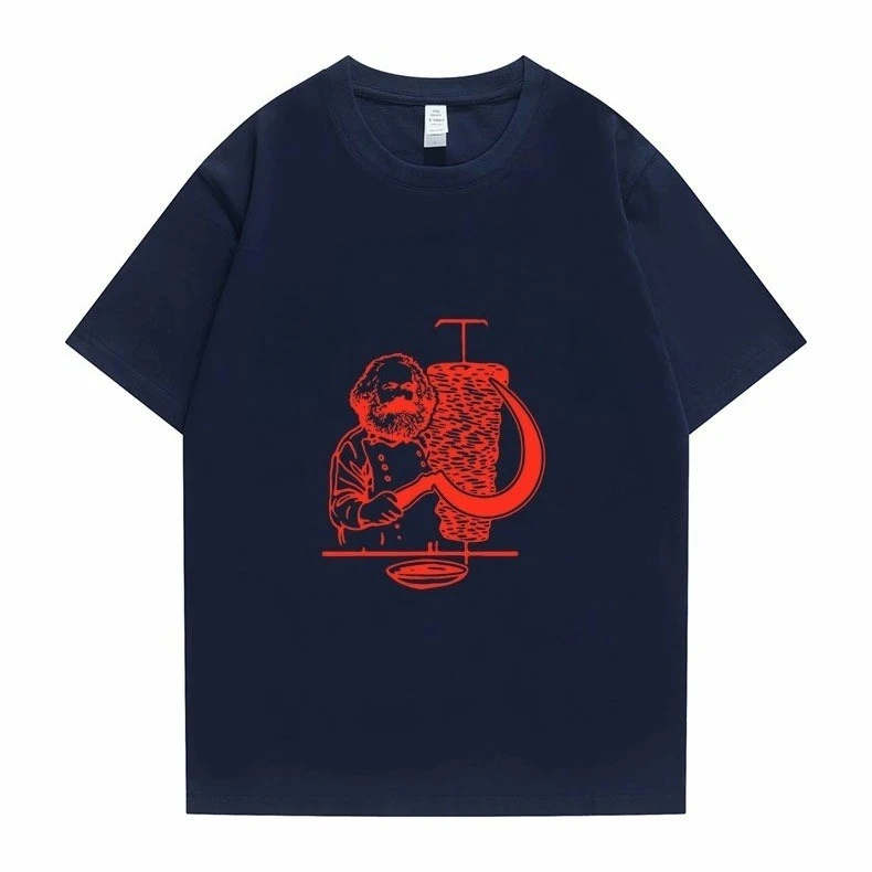 

New and Interesting Casual Harajuku T-shirts for Men and Women Rich Man Grilled Skewers Karl Marx Socialist Graphic T-shirt