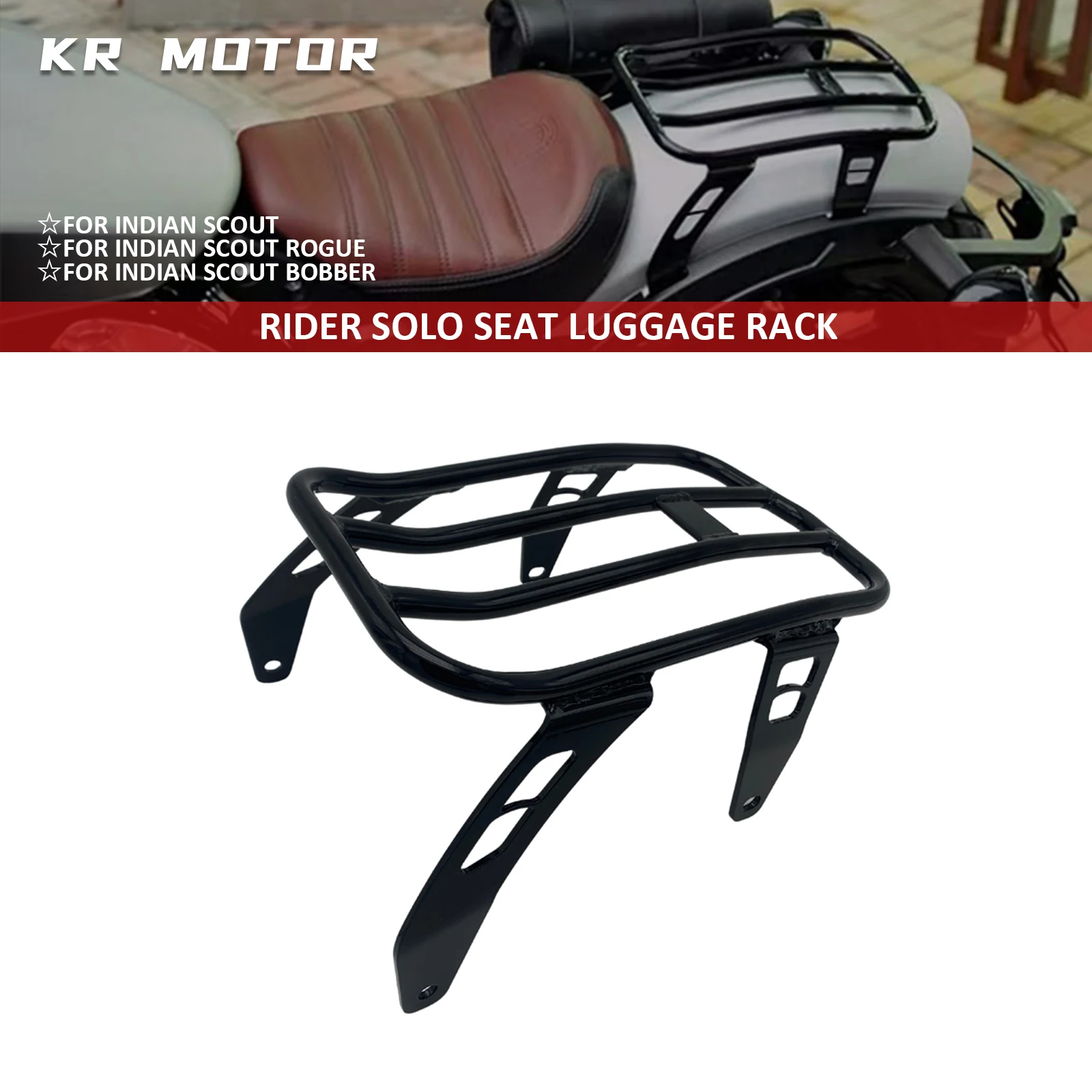 

Подходит для Indian Scout Rogue Sixty Bobber Twenty ABS 2018-2023, багажник для мотоциклиста, соло, сиденье, багажник, рама для аккурекмента