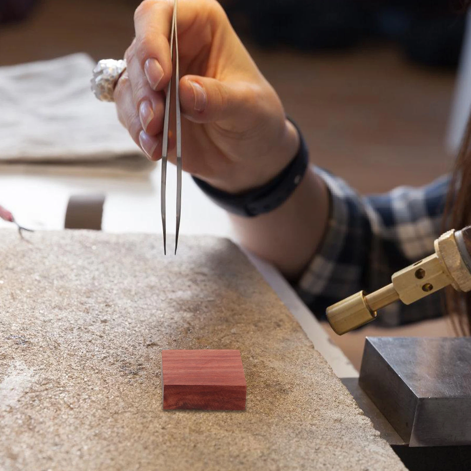 

4Pcs Exotic Wood Turning Blanks DIY Wooden Ring Kit Natural Craft Materials for Jewelry Making Unfinished Hardwood Blocks Custom