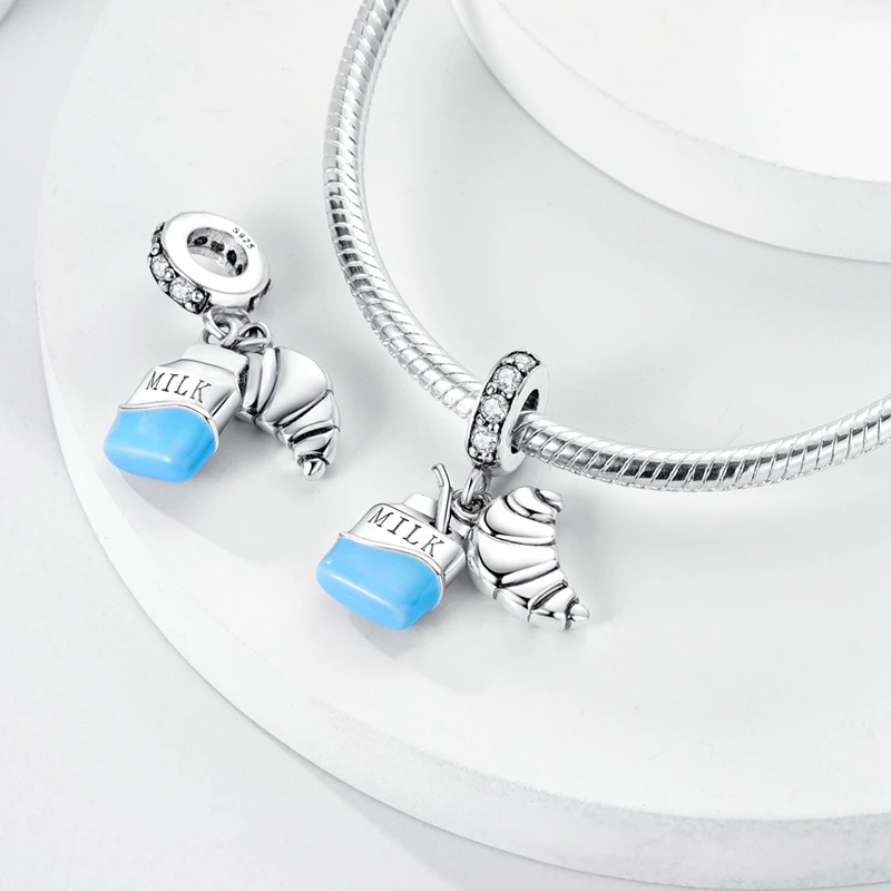 Office Life Charm 925 Sterling Silver Coffee Laptop Keyboard WiFi Notebook Charms Beads Fit Bracelets Necklaces Jewelry Gift