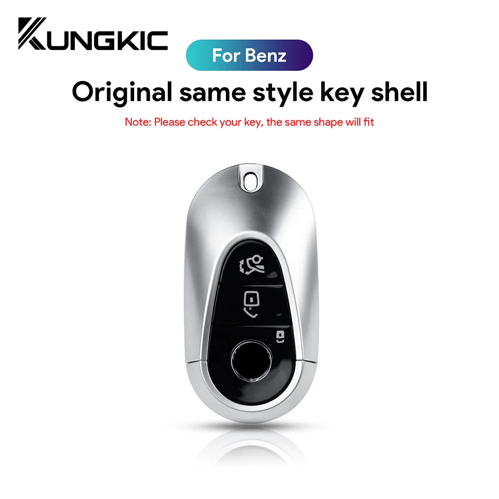 for Mercedes Benz 2022 2023 C S Class W206 W223 S350 C260 C300 S400 S450 S500 Key Shell Trim Silver Car Remote Key Case Cover