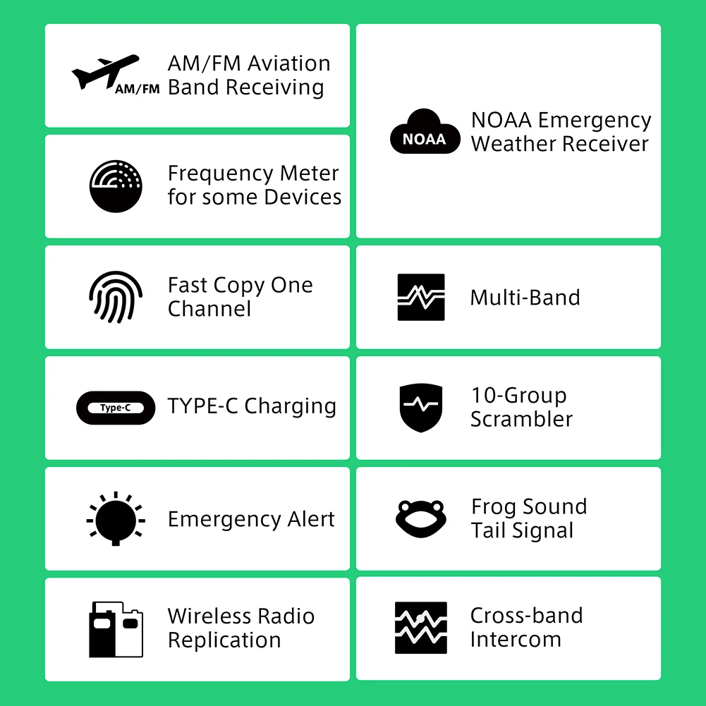 UV-K6 Walkie Talkie 5W Air Band Two Way Radio Station Aviation NOAA Police Marine Transceiver UHF VHF DTMF FM Frequency CB Radio