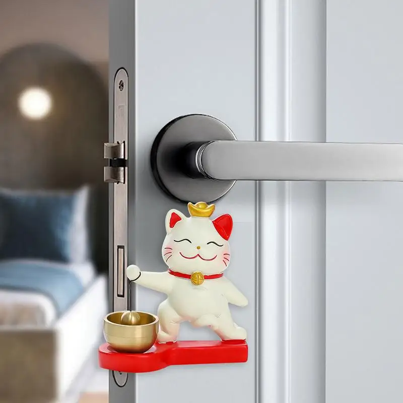 Campanello creativo Hang campanello per porta che attira ricchezza delizioso campanello per porta adesivo Shopkeeper Bell Hang decorazione porta Lucky Cat