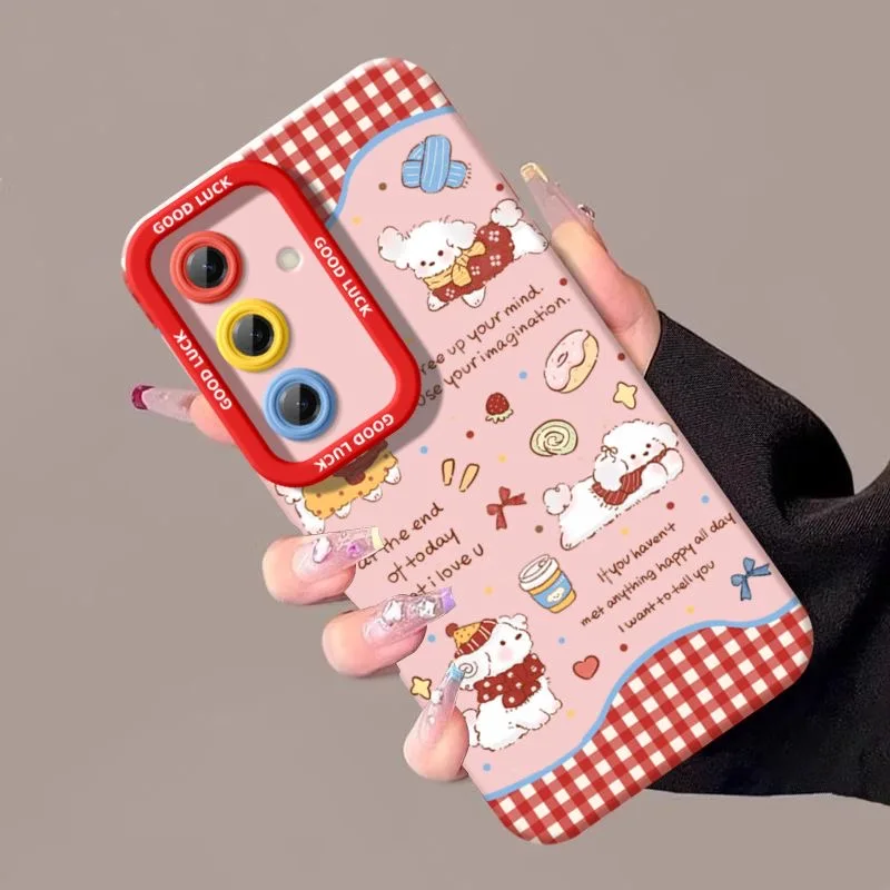 

Красный чехол для телефона с лентой в мелкую клетку, рождественский щенок Galaxy, красный чехол для телефона Samsung Galaxy S24 S23 S22 S25 Ultra Funda Samsung 25 Ultra Doggie