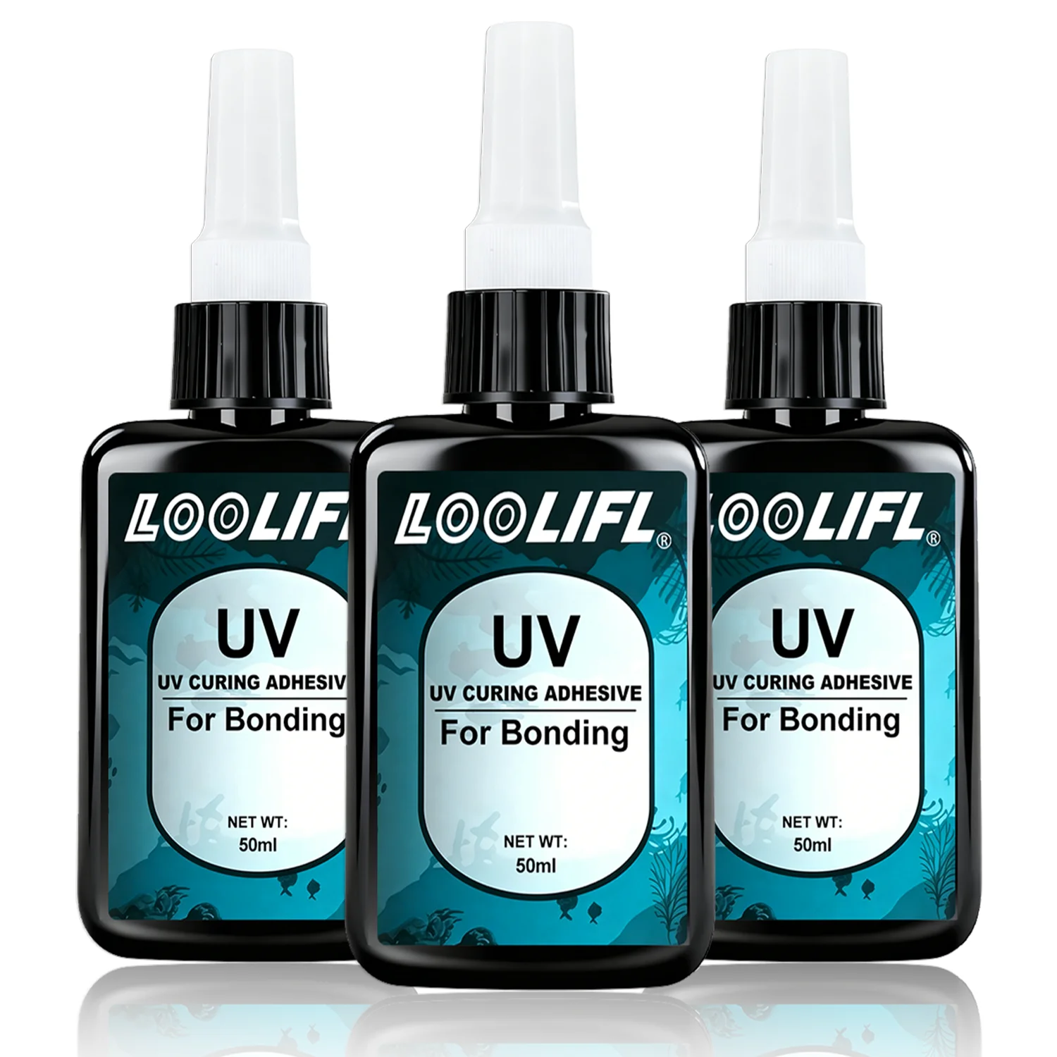 LOOLIFL 50ml UV Resin kit Clear Hard Upgraded Crystal Clear Epoxy Resin Up Premixed UV Cure Resin for DIY Craft Jewelry Making