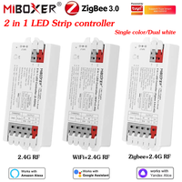 MiBoxer 2in1 LED Controller WiFi Zigbee 2.4G RF Dimmer for 5050 COB Single Color/Dual White LED Strip Lights APP Voice Control
