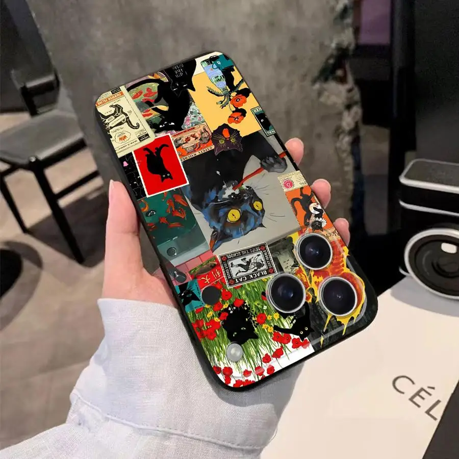 New Cute Black Cat Funda Phone Cover Phone Case for Apple iPhone 17 Pro Max XR XS MAX 11 15 Pro 7 8 17e Air 16 12 14 13 view 4