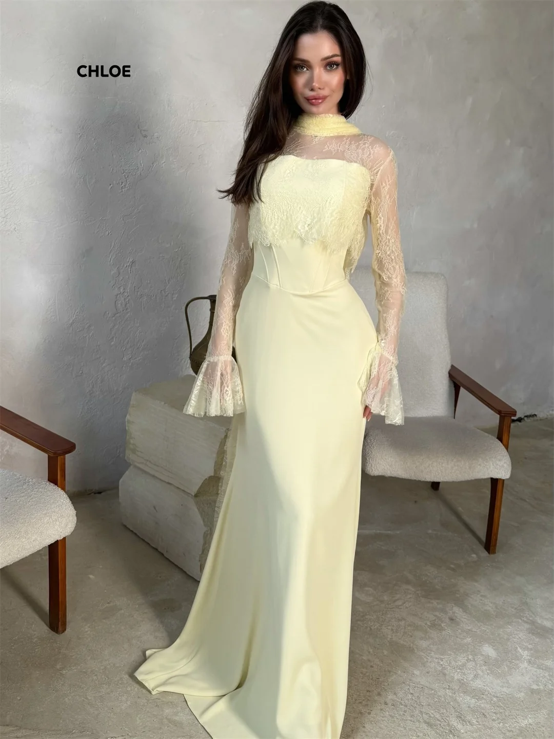 

Элегантные вечерние платья с круглым вырезом для женщин, роскошные женские нарядные платья для вечеринок, с длинными рукавами, на заказ, для торжественных случаев