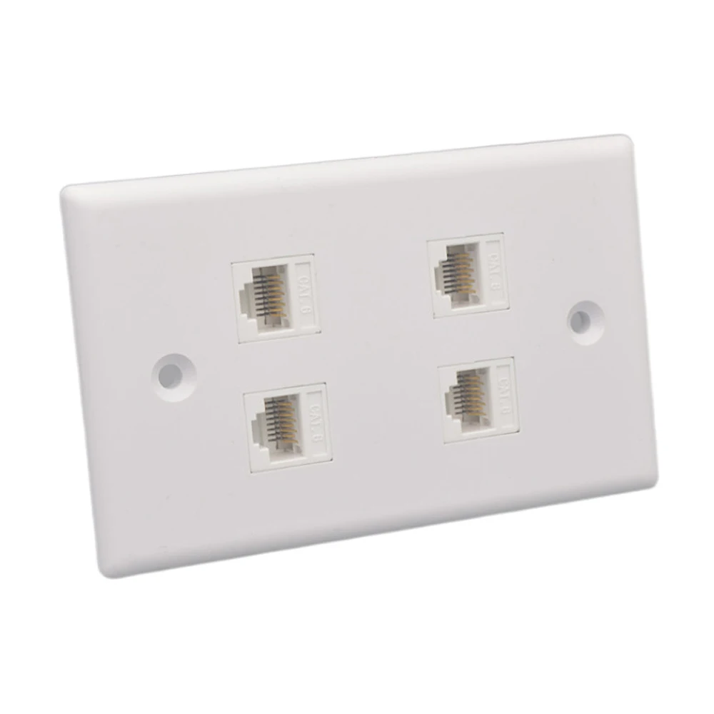 1/2/3/4/6 Port CAT6 RJ45 120 Type Jack Wall Plate Female To Female Network Socket In White for Internet Patch Cord USA Faceplate