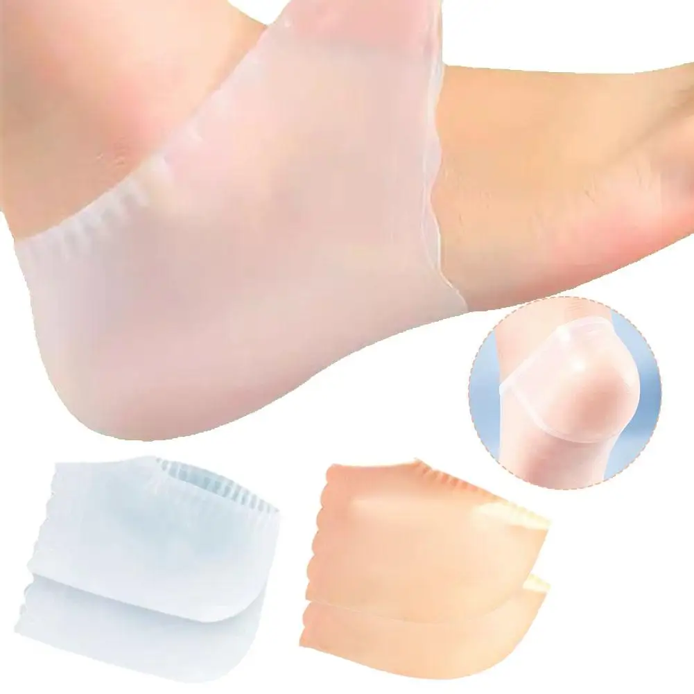 1 Pair Remove Dead Skin Silicone Heel Protective Cover Pain Relief Reusable Foot Care Socks Gel Moisturizing Anti-Crack Pad