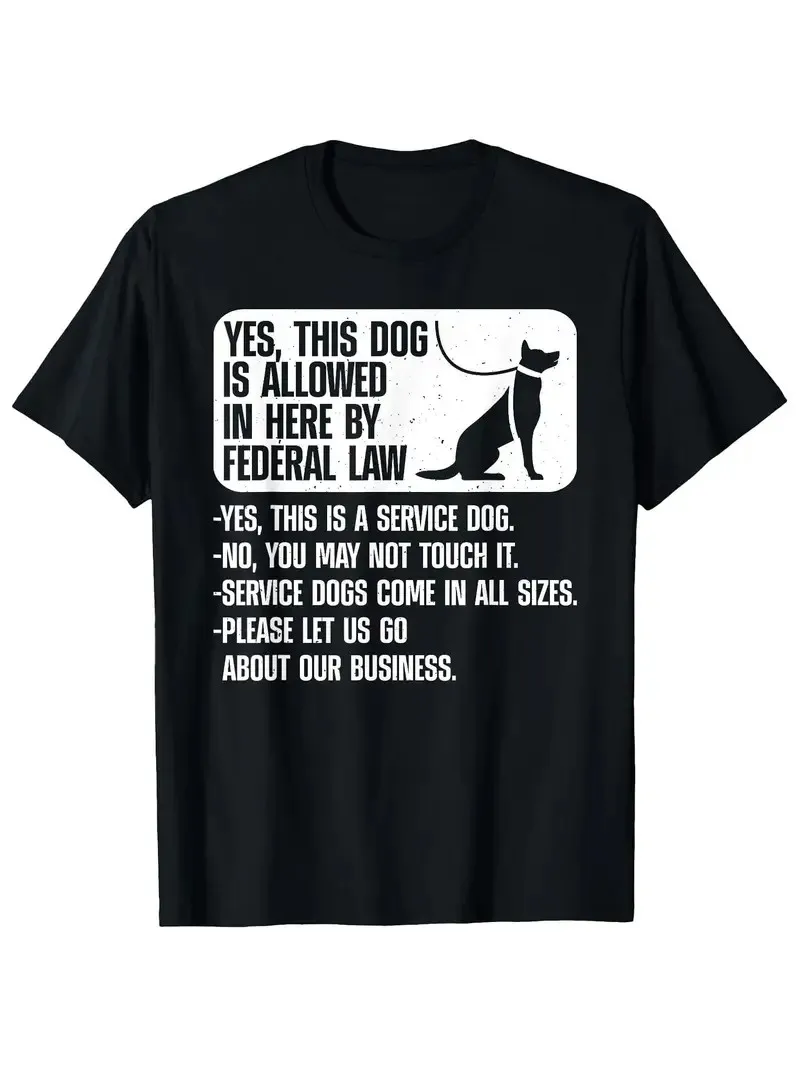 

Men's 100% Cotton T-Shirt | Casual Crew Neck | Service Dog Graphic Print | Summe