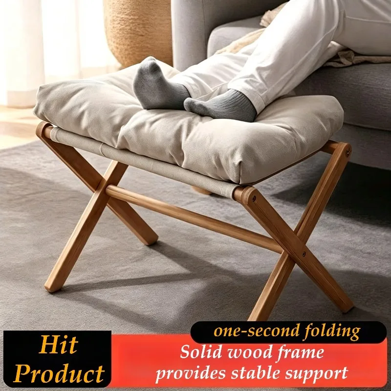

Wooden Stools Portable Folding Stool Luxury Living Room Entrance Hall Shoe Changing Stools Multifunctional Bedroom Ottomans