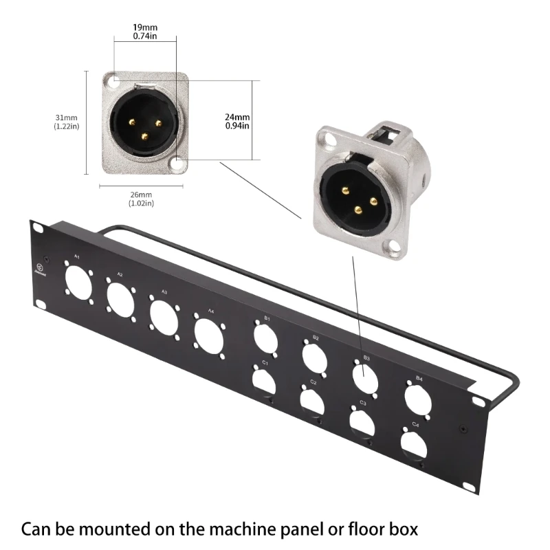 3Pin Rack Installation Cable D Type Male to Female 60cm Aluminum Foil Shielding