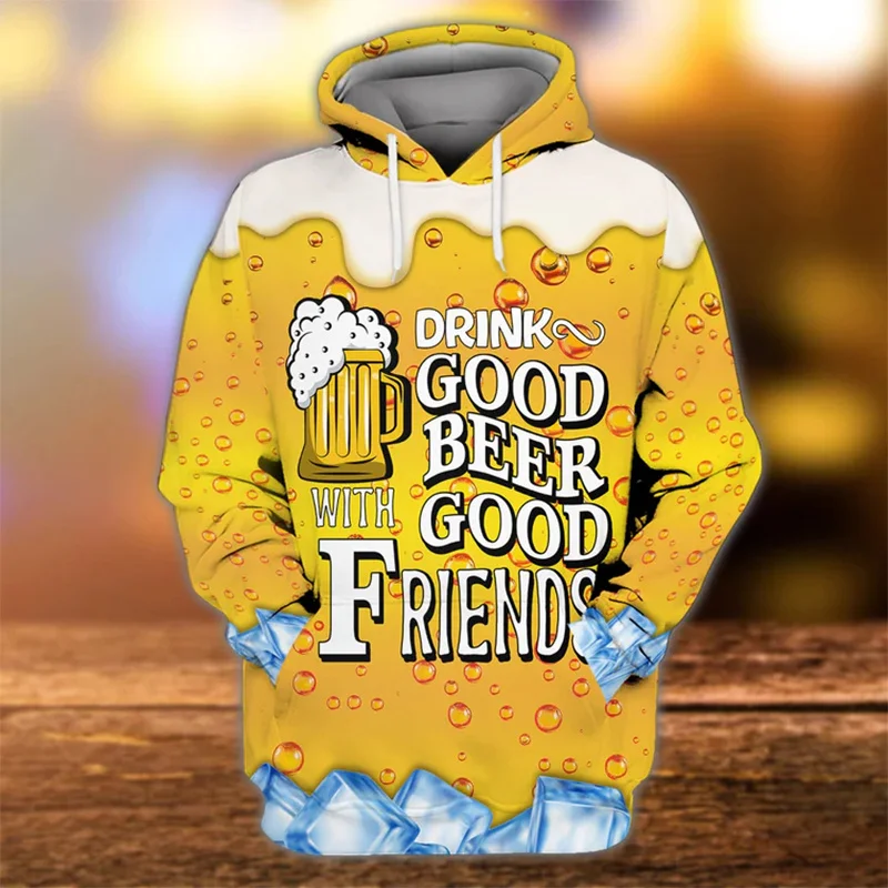 

3D Print Beer Graphic Men's Casual Hoodies Oktoberfest Theme Party Clothes For Men Women Oversize Creative Beer's Festival Tops