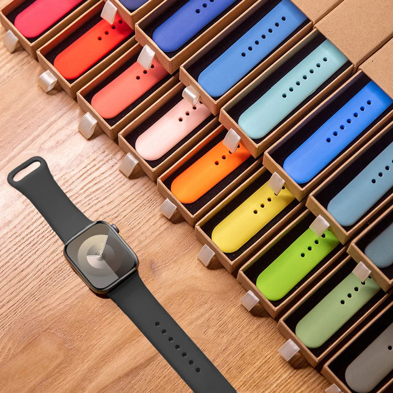 Silicone correas For Apple Watch Bands 44mm 40 mm 45mm 46mm 41mm 42mm bracelet iwatch series Se3 7 8 9 10 11 Ultra 3 2 band 49mm