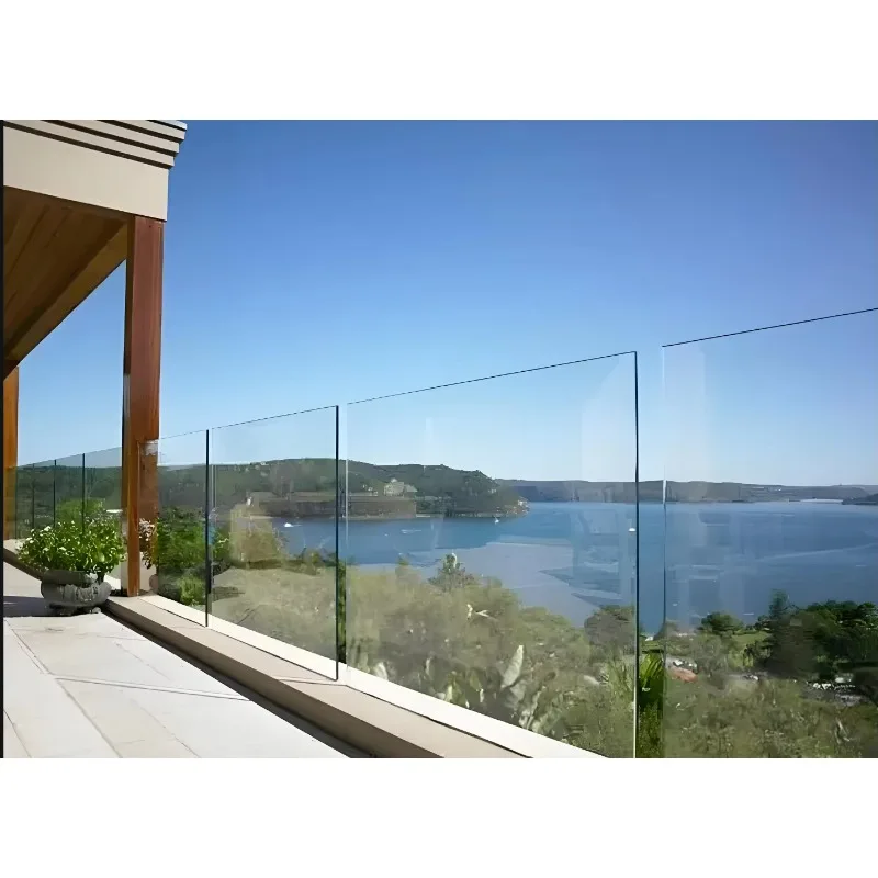 Stainless steel stair glass railing with socket floor bracket for easy installation