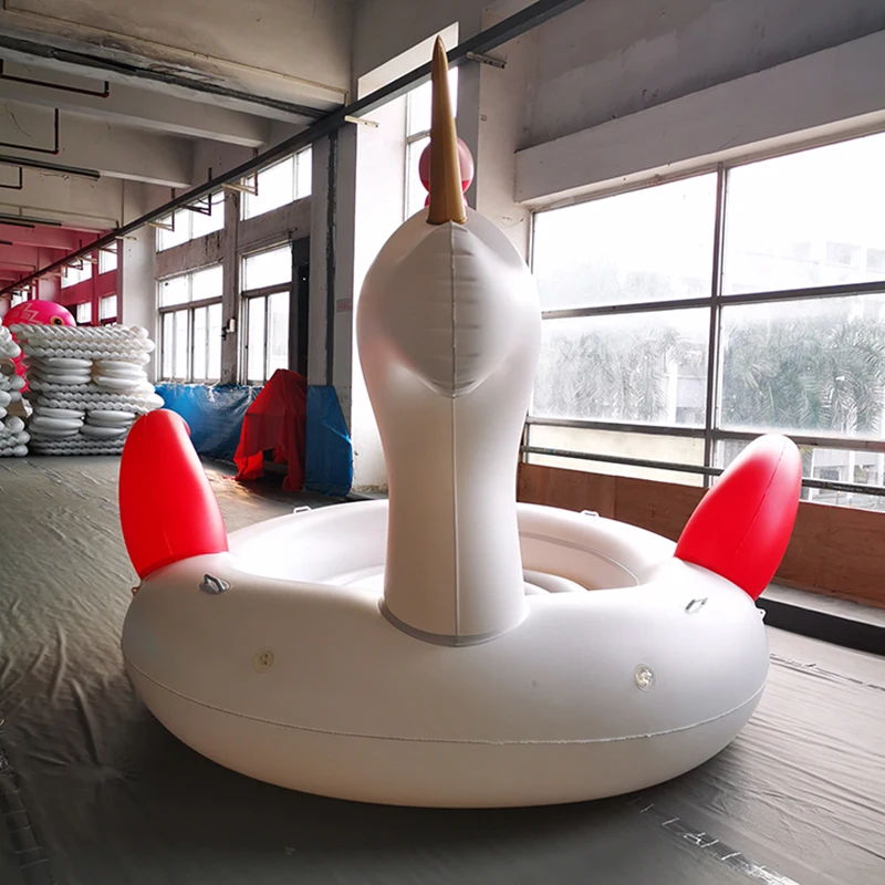 Extra Large Multi-Person Pvc Inflatable Floating Bed Giant Unicorn Water Floating Island 4-Person Inflatable Unicorn Island Mount Floating Row