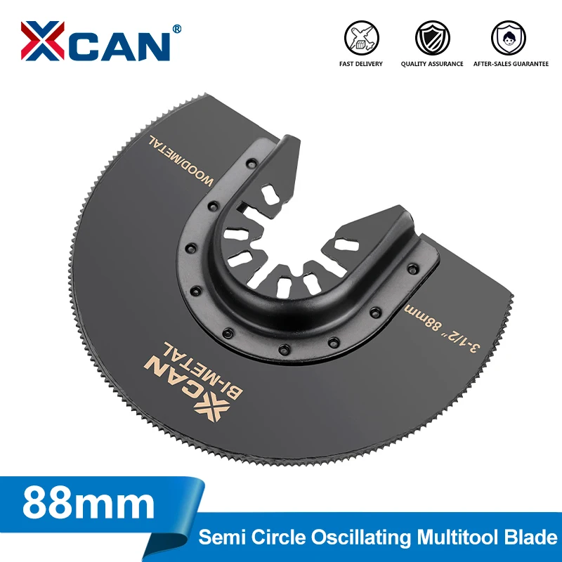 XCAN 88mm HCS Oscillating Saw Blades Semi Circle Saw Blades Bimetal Multitool Blades for Wood DIY Power Tool Accessories