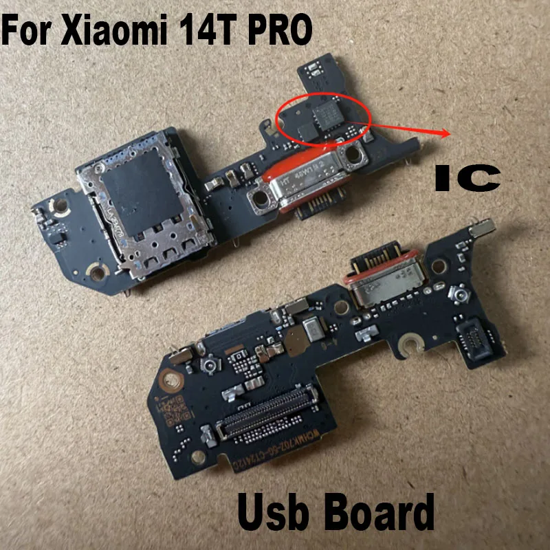 For Xiaomi 14T Pro USB Charging Dock Port Mic Microphone Connector Board Flex Cable Repair Parts Global MI 14T Pro