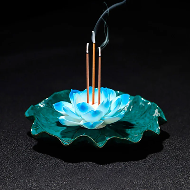 Handmade Ceramic Lotus Incense Burner, Stick Holder, Home Decor, Aromatherapy, Cha Dao Tearoom, Household Accessories